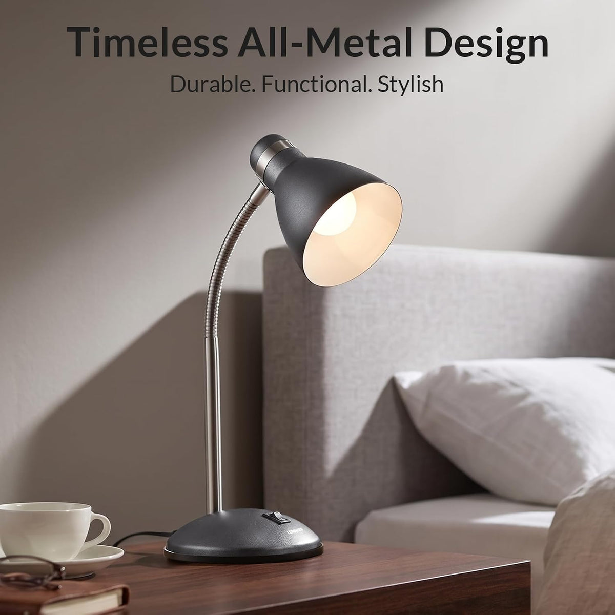 all-metal lampshade and base with painted finish (7 color variants)