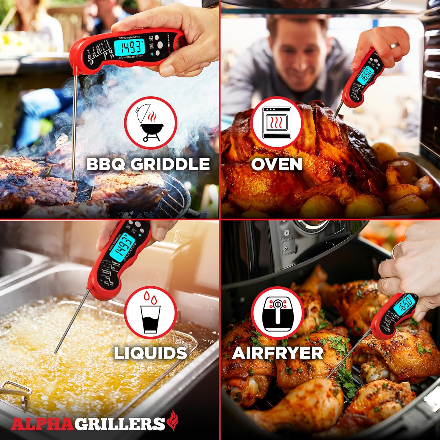 Alpha Grillers Instant Read Meat Thermometer – Elegant Birthday Gift for Mom, Her, and Dad with Gift Box and Spare Battery