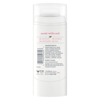 aluminum-free, paraben-free, baking-soda-free, and dye-free formulation