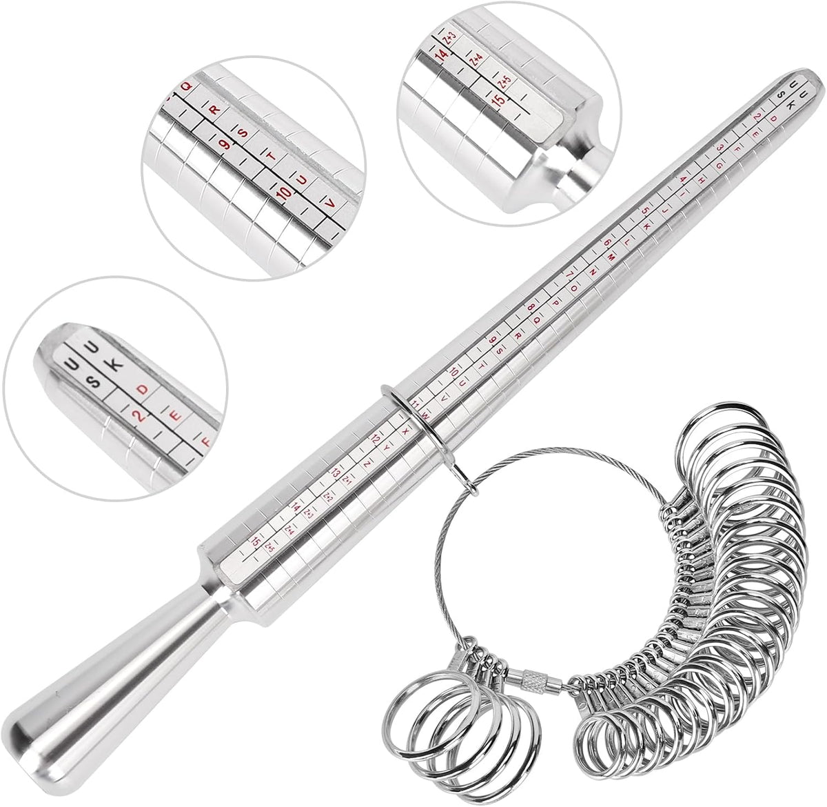 aluminum ring mandrel covering us sizes 2-15 and european sizes 41-76
