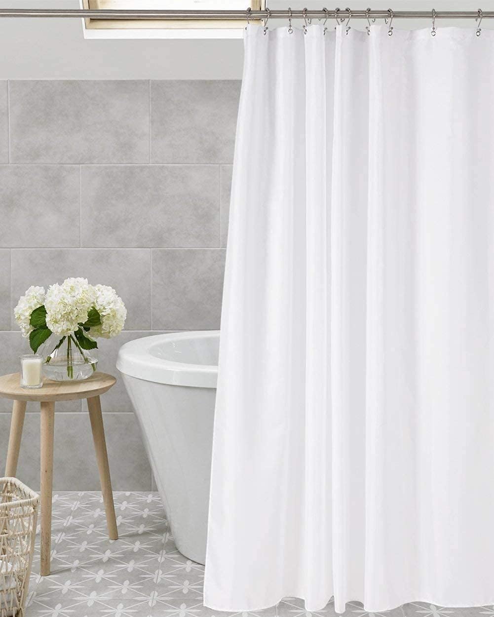Amazer Solid Sage Green Shower Curtain 2-in-1 – Bathroom Decor Refresh with Fabric Liner, 120GSM Heavy Duty
