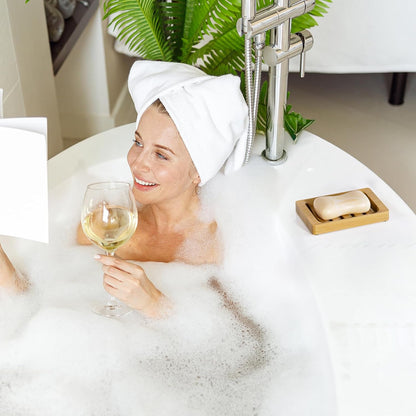 AmazerBath Bamboo Soap Dish 2 Pack – Calming Bath Accessory for Nightly Wind Down Ritual