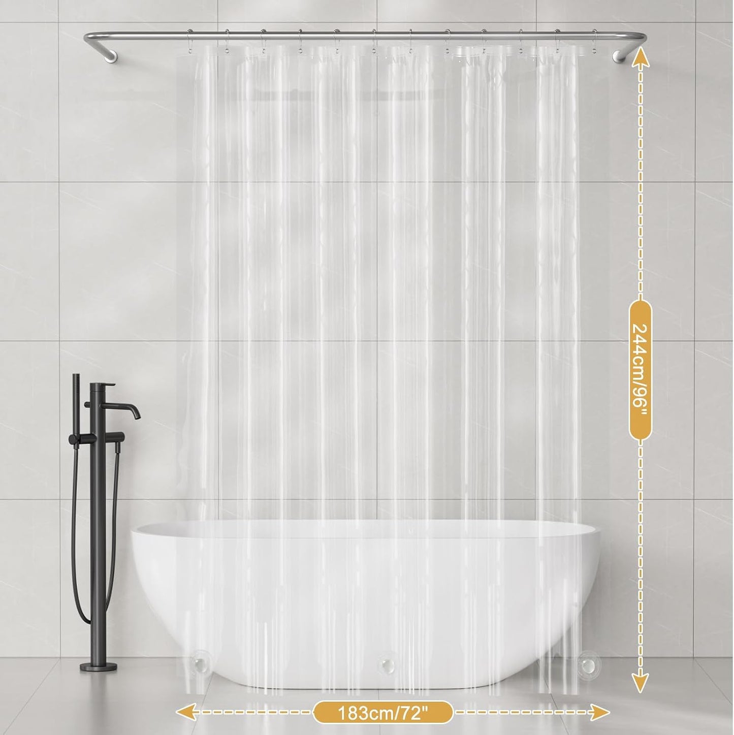 AmazerBath Clear PEVA Shower Liner 2 Pack – Spa Style Bathroom Curtain for Calming Self Care Shower Routine