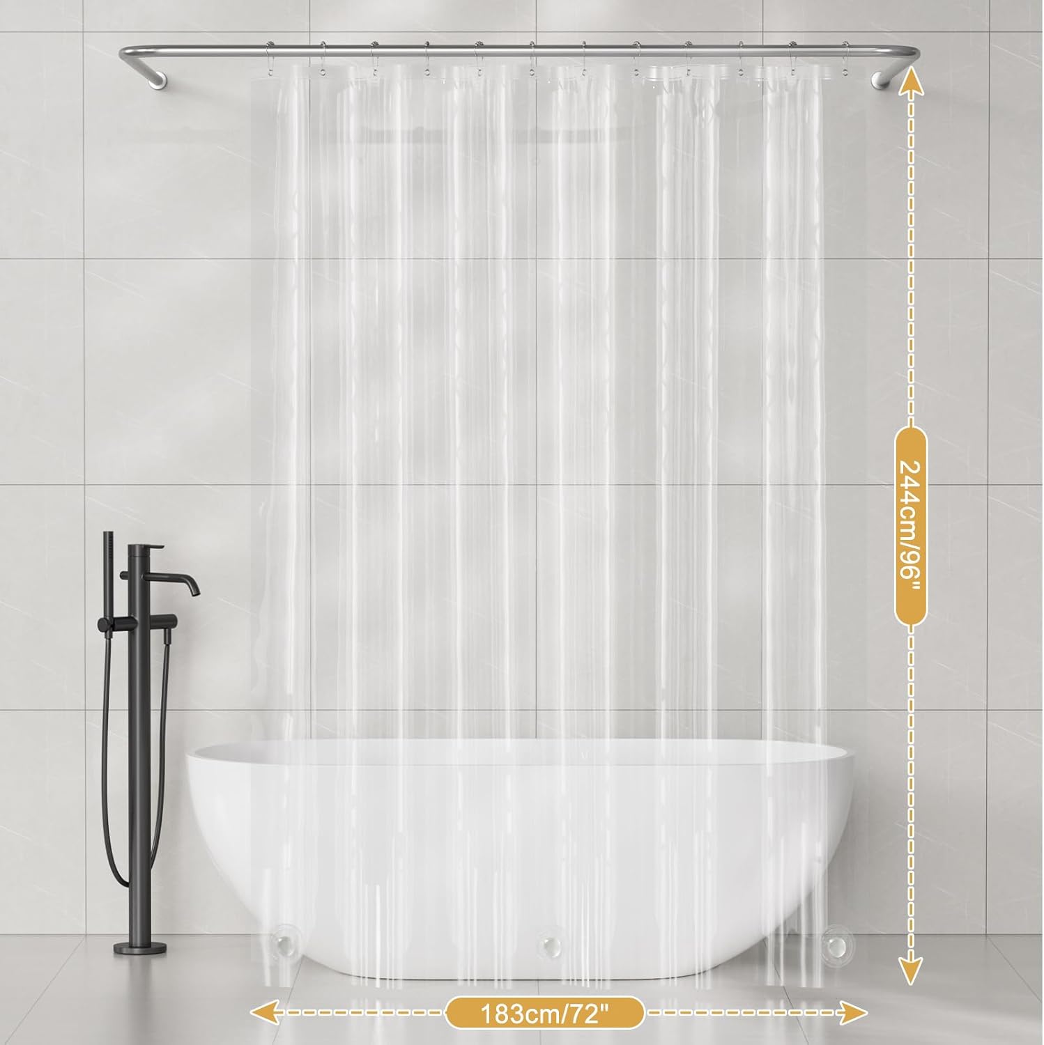 AmazerBath Clear PEVA Shower Liner 2 Pack – Spa Style Bathroom Curtain for Calming Self Care Shower Routine