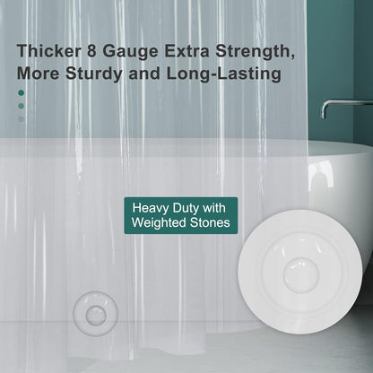 AmazerBath Clear Shower Curtain Liners – Crystal-Clear Bathroom Decor Upgrade, Waterproof PEVA with Weighted Hem