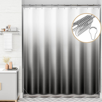 AmazerBath Shower Curtain – Farmhouse Geometric Pattern for Cozy Living Room-Inspired Bath Retreat, 72x72 Fabric Set with 12 Hooks