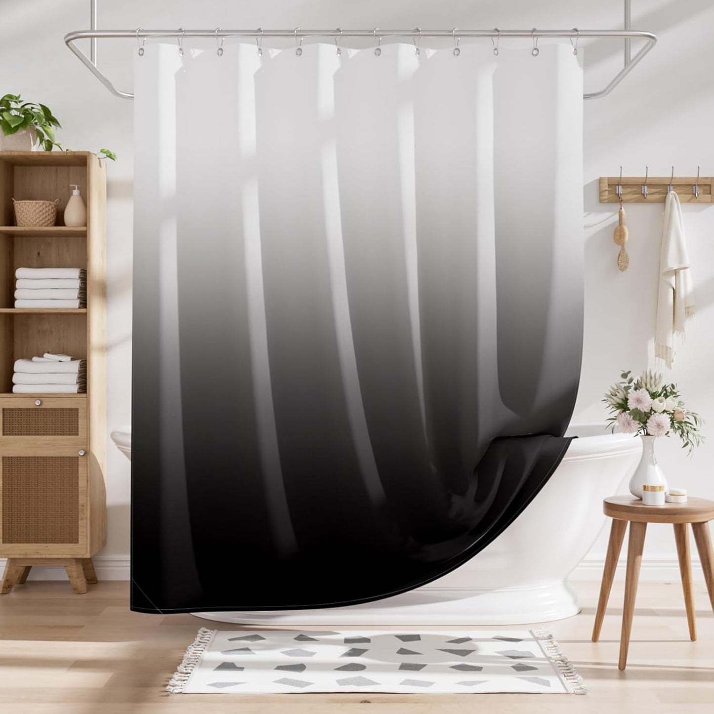 AmazerBath Shower Curtain – Farmhouse Geometric Pattern for Cozy Living Room-Inspired Bath Retreat, 72x72 Fabric Set with 12 Hooks