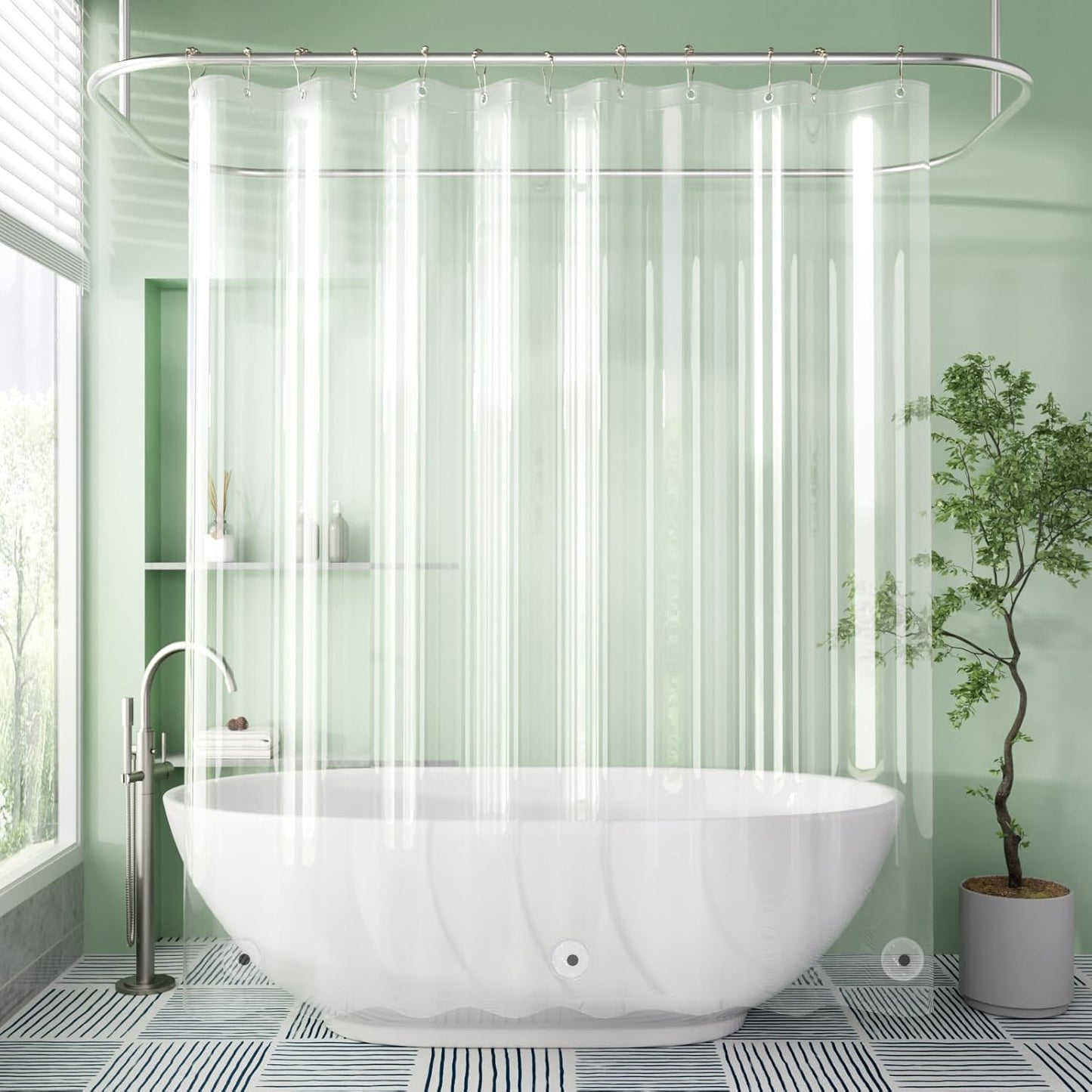 AmazerBath Shower Curtain Liner – Clear PEVA Liner for a Clean Bathroom Aesthetic, Lightweight Wipe-Clean Design