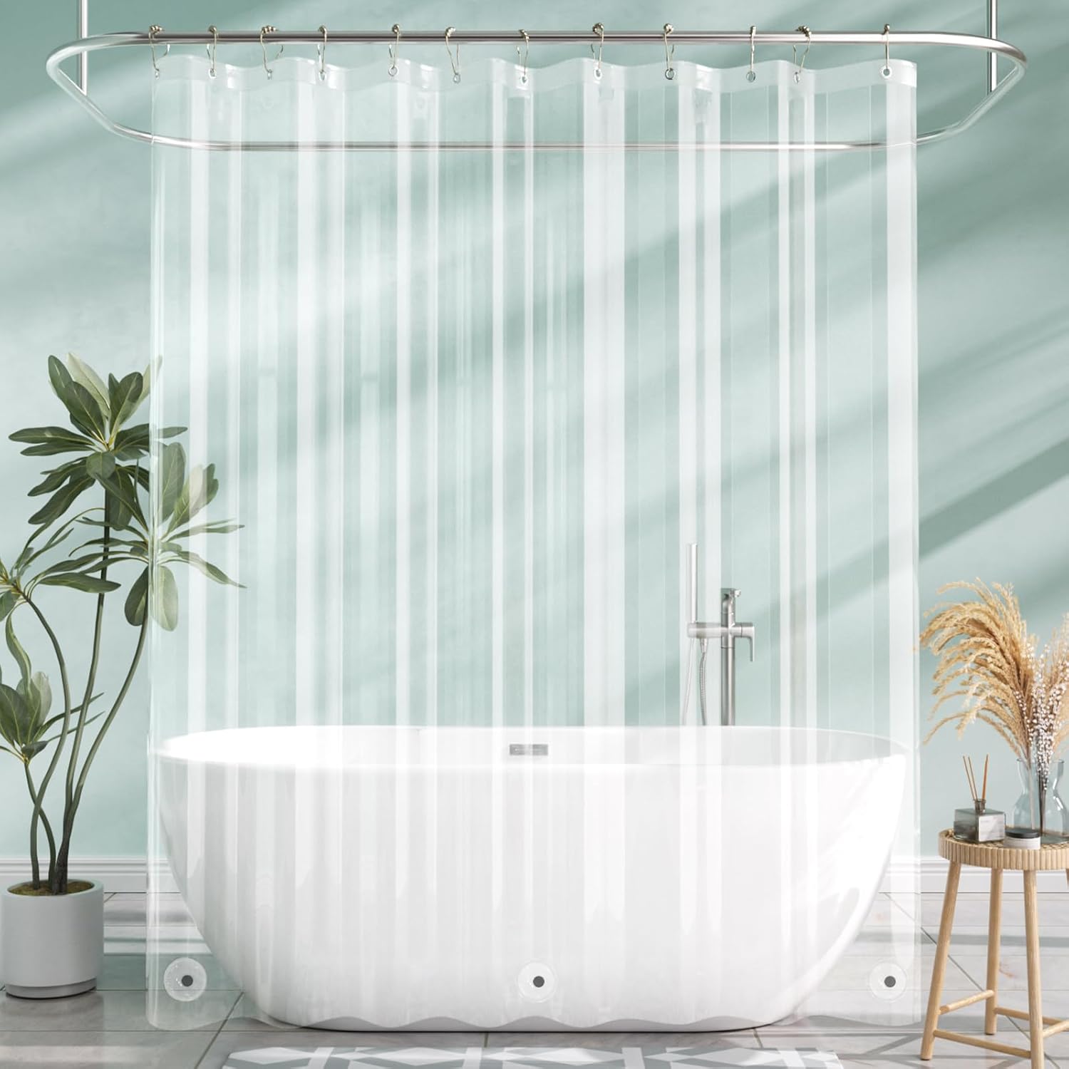 AmazerBath Shower Curtain Liner – Clear PEVA Liner for a Clean Bathroom Aesthetic, Lightweight Wipe-Clean Design