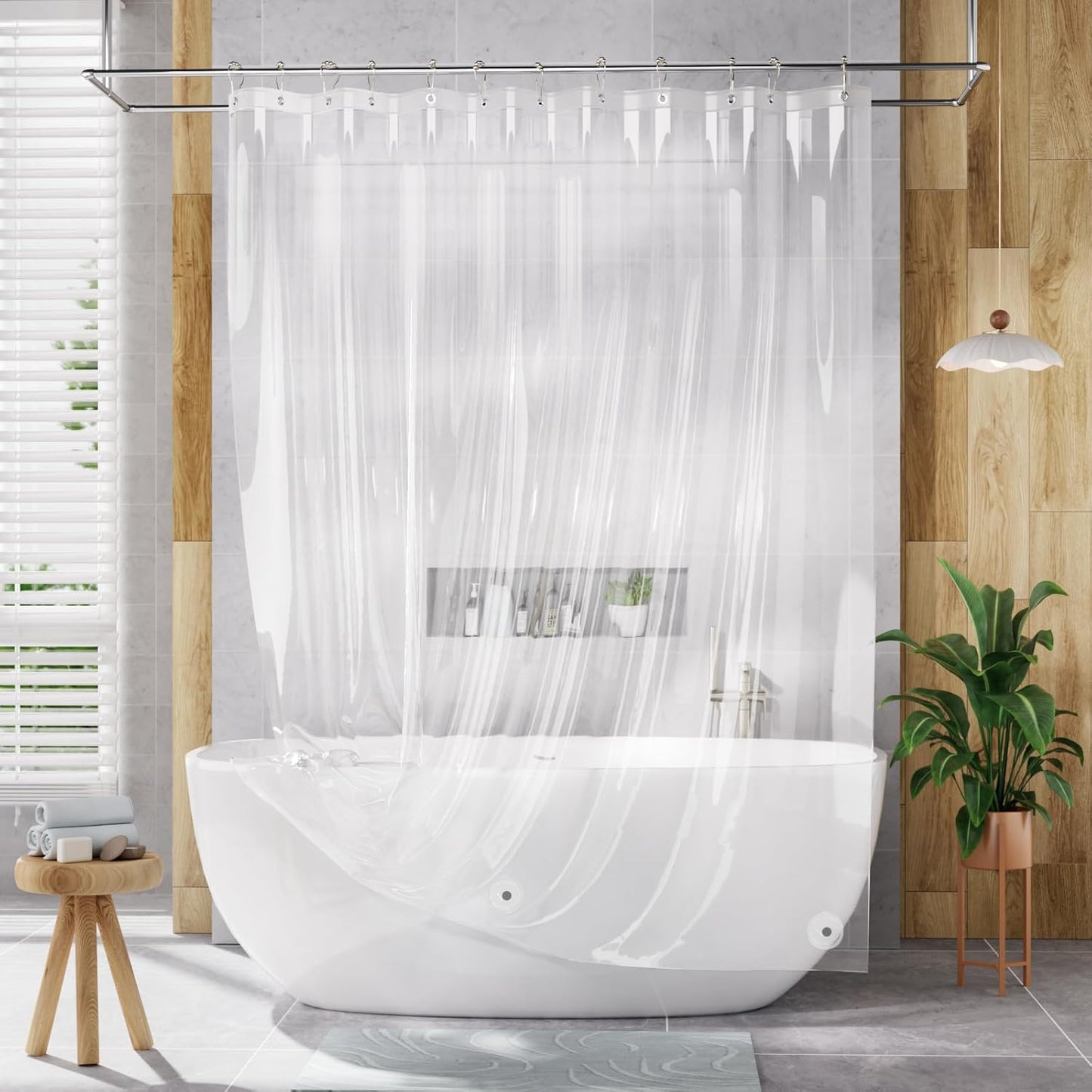 AmazerBath Shower Curtain Liner – Clear PEVA Liner for a Clean Bathroom Aesthetic, Lightweight Wipe-Clean Design