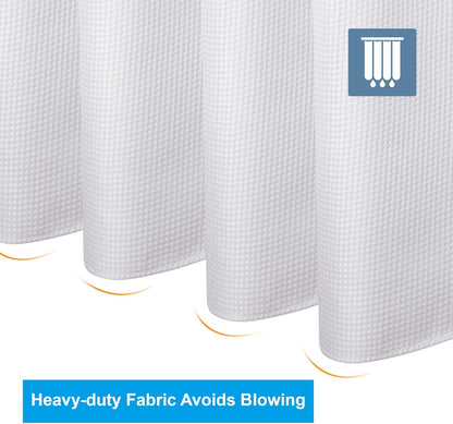 AmazerBath Solid Waffle Shower Curtain – Clean Minimalist Bathroom Refresh, Neutral Tones 240GSM Polyester