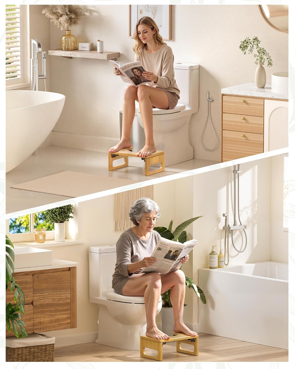 AmazerBath Squatty Potty Bamboo Stool – Housewarming Gift for New Homeowners, Eco-Friendly Bathroom Upgrade