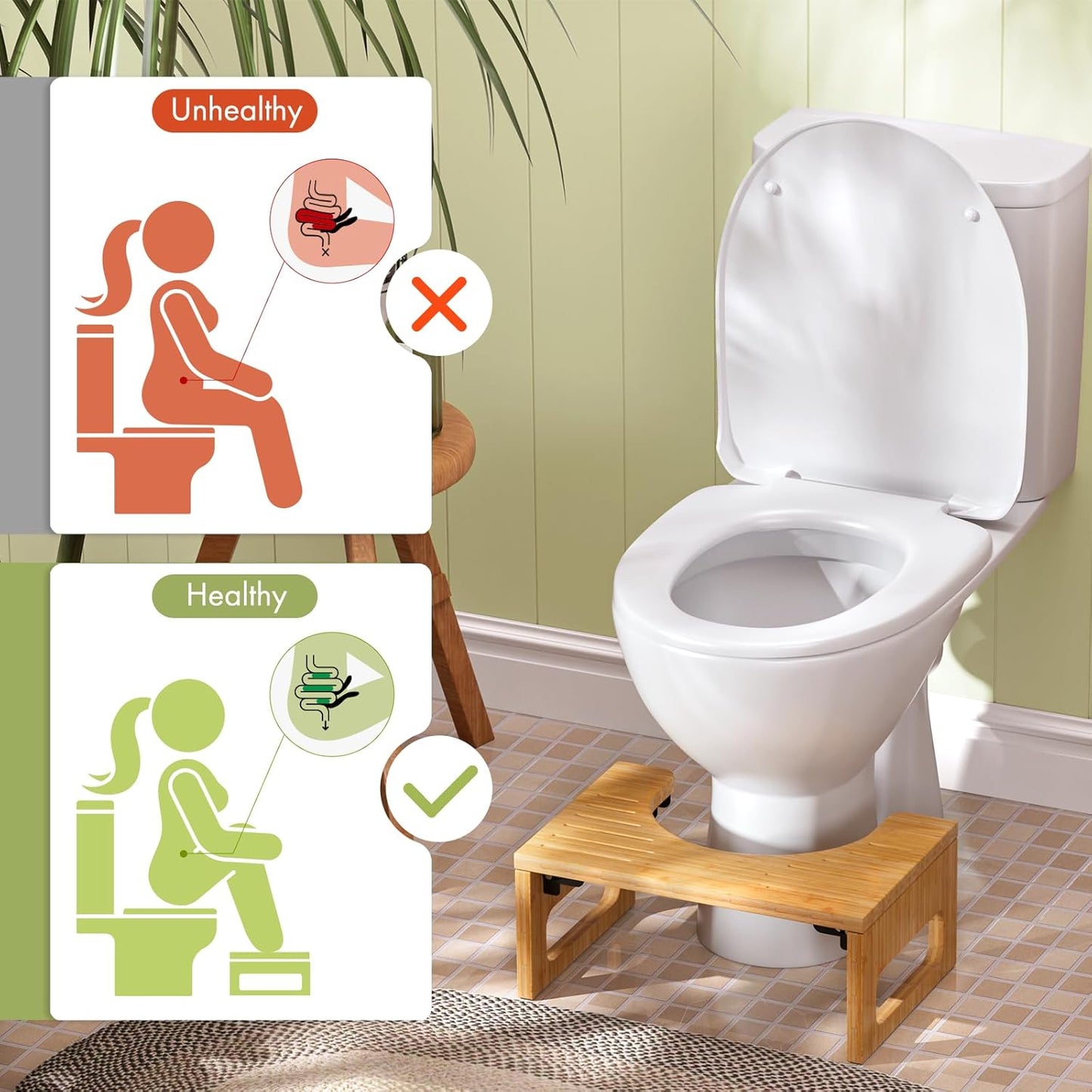 AmazerBath Squatty Potty Bamboo Stool – Housewarming Gift for New Homeowners, Eco-Friendly Bathroom Upgrade