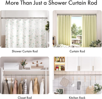 AmazerBath Tension Shower Curtain Rod – Wall-Safe No-Drill Mount for Renters, 1-Inch Adjustable Rod That Protects Tile and Drywall