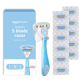Amazon Basics 5-Blade Women's Razor – Smooth Pivoting Cartridge That Won't Cut or Irritate Delicate Areas