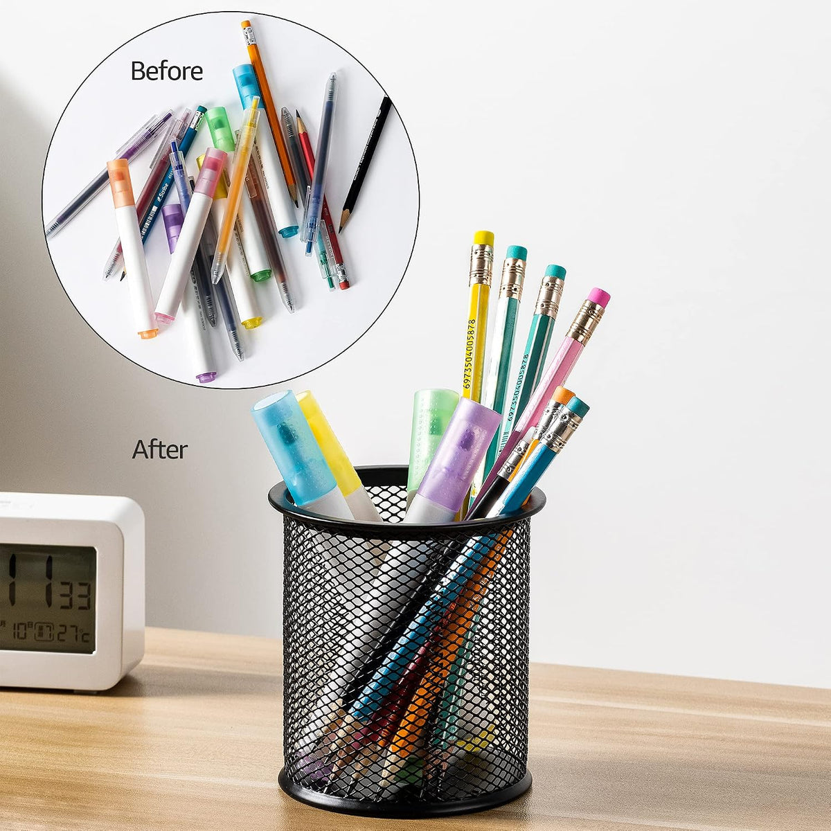 Amazon Basics Mesh Pencil Cup – Clutter-Free Desk Companion for Deep-Work Sessions and Daily Focus Rituals