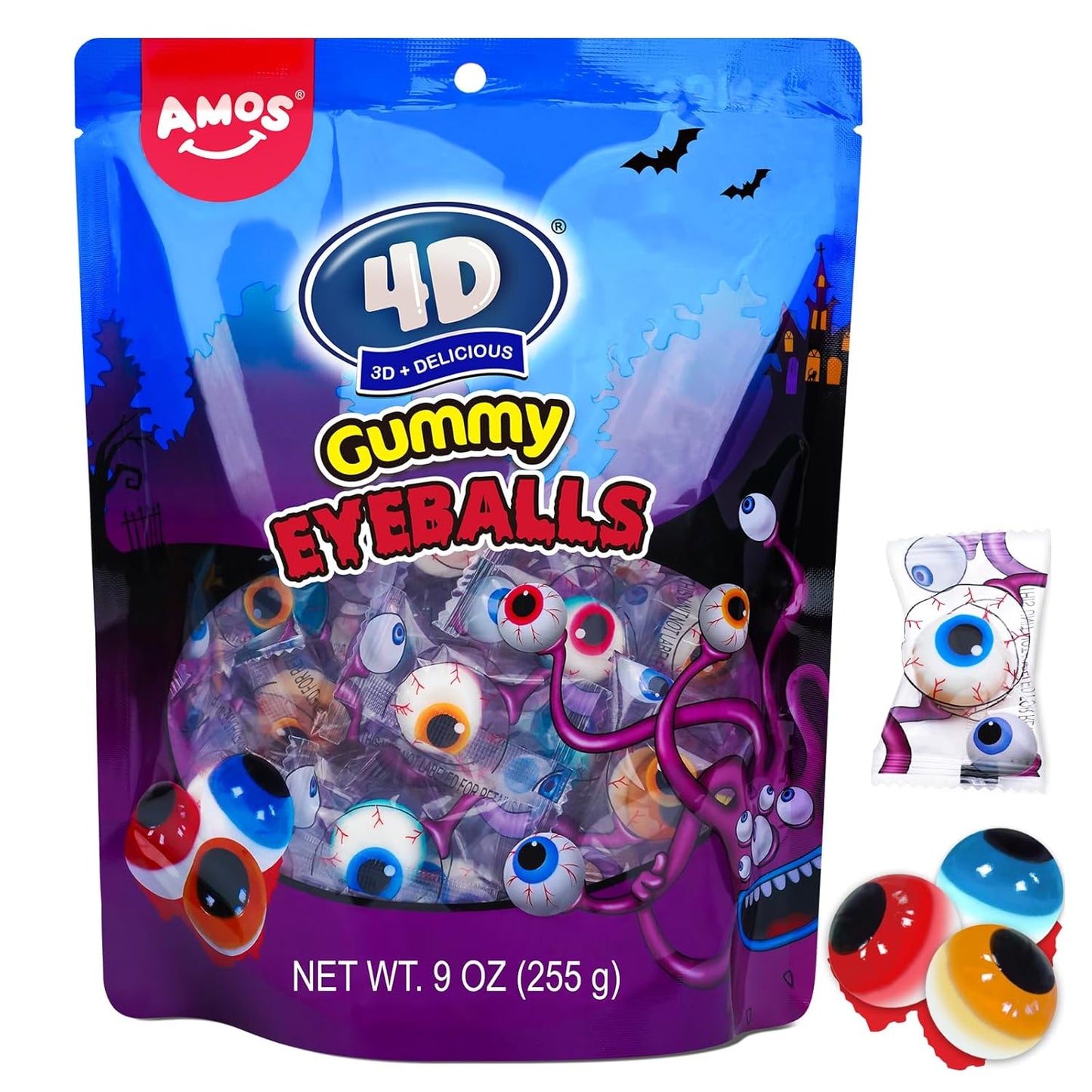 Amos 4D Body Parts Gummy Candy – Individually Wrapped Halloween Treats Safe for Trick-or-Treaters, Classroom Party Favors