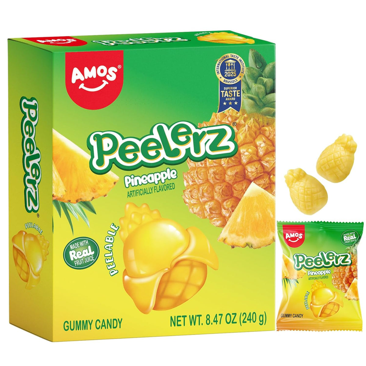AMOS 4D Gummy Candy Grape Burst – Portion Controlled Office Snack for Mindful Workday Munching, Mini Pouches