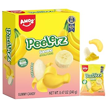 AMOS 4D Gummy Candy Grape Burst – Portion Controlled Office Snack for Mindful Workday Munching, Mini Pouches