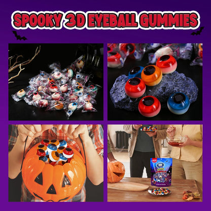 Amos Gummy Eyeball Halloween Candy – Safe Individually Wrapped Treats for Kids Classroom Parties and Trick-or-Treat Bowls, 9oz Bag of 36 3D Gummy Eyeballs