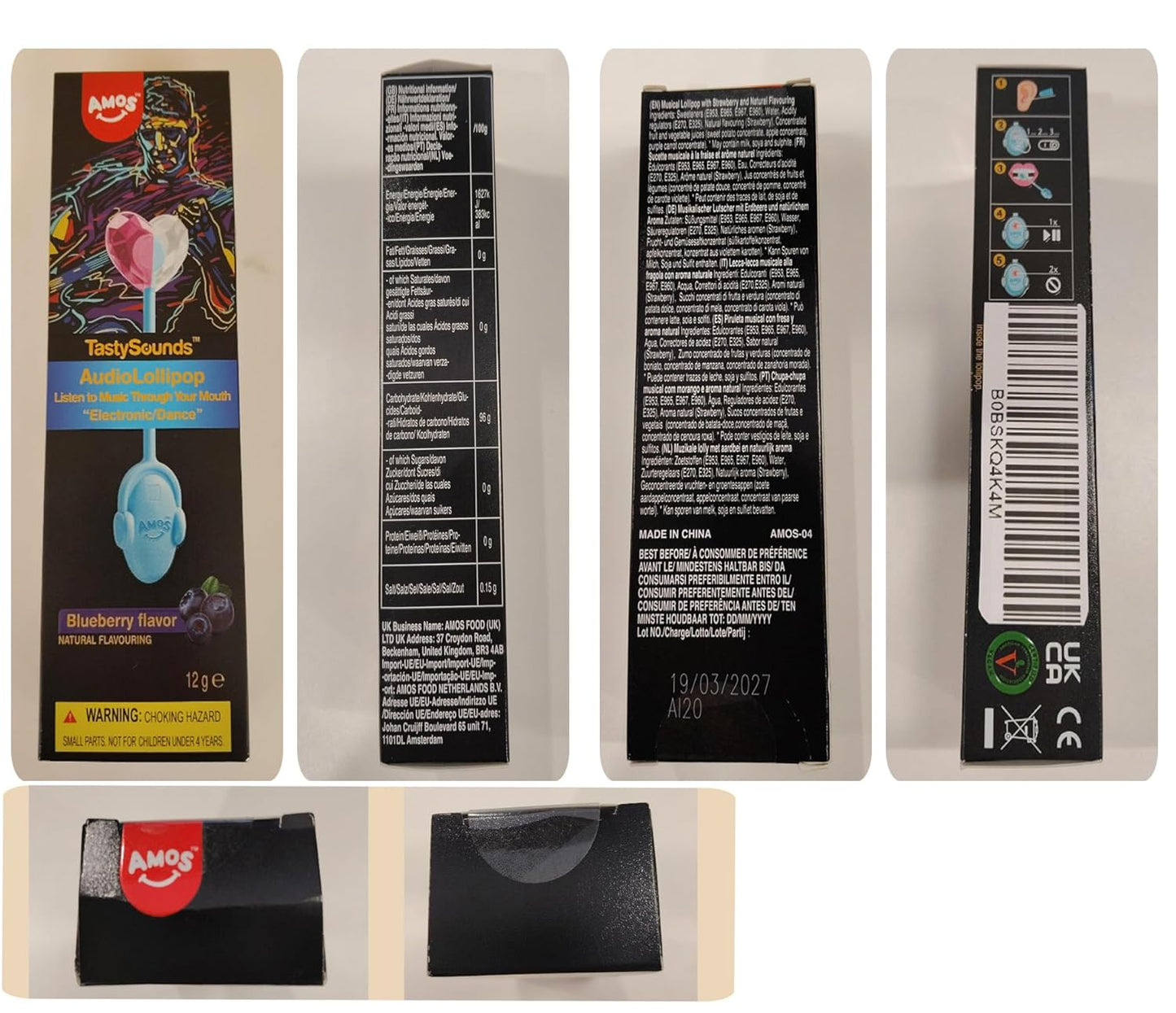 Amos Music Lollipop Candy – Child-Friendly Novelty Candy for Playroom and Sleepover Hangouts, Sugar-Free Singing Lollipop