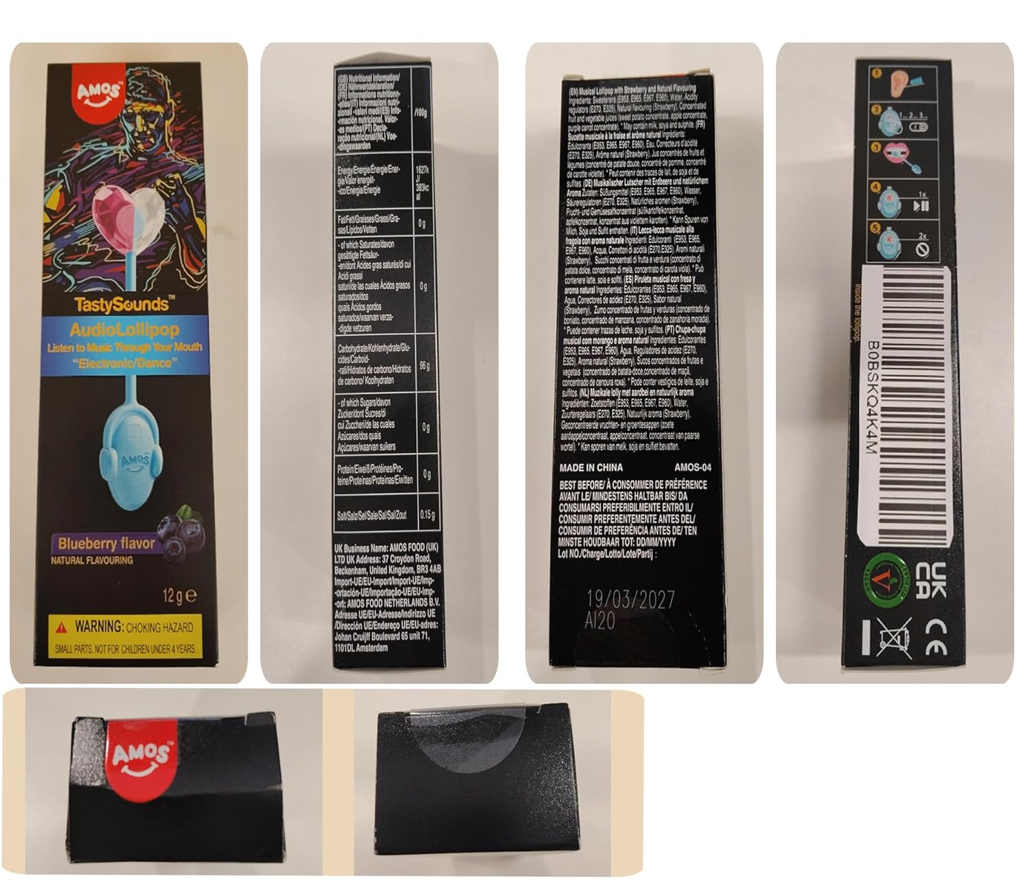 Amos Music Lollipop Candy – Child-Friendly Novelty Candy for Playroom and Sleepover Hangouts, Sugar-Free Singing Lollipop