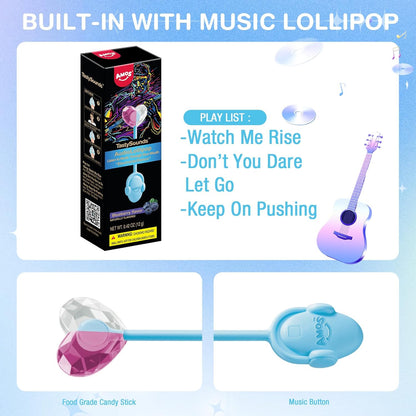 Amos Music Lollipop Candy – Child-Friendly Novelty Candy for Playroom and Sleepover Hangouts, Sugar-Free Singing Lollipop