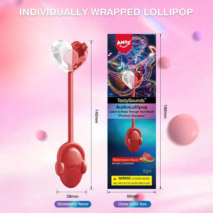 Amos Music Lollipop Candy – Safe Trick-or-Treat Handout for Kids, Sugar-Free Xylitol Lollipop with Built-In Music