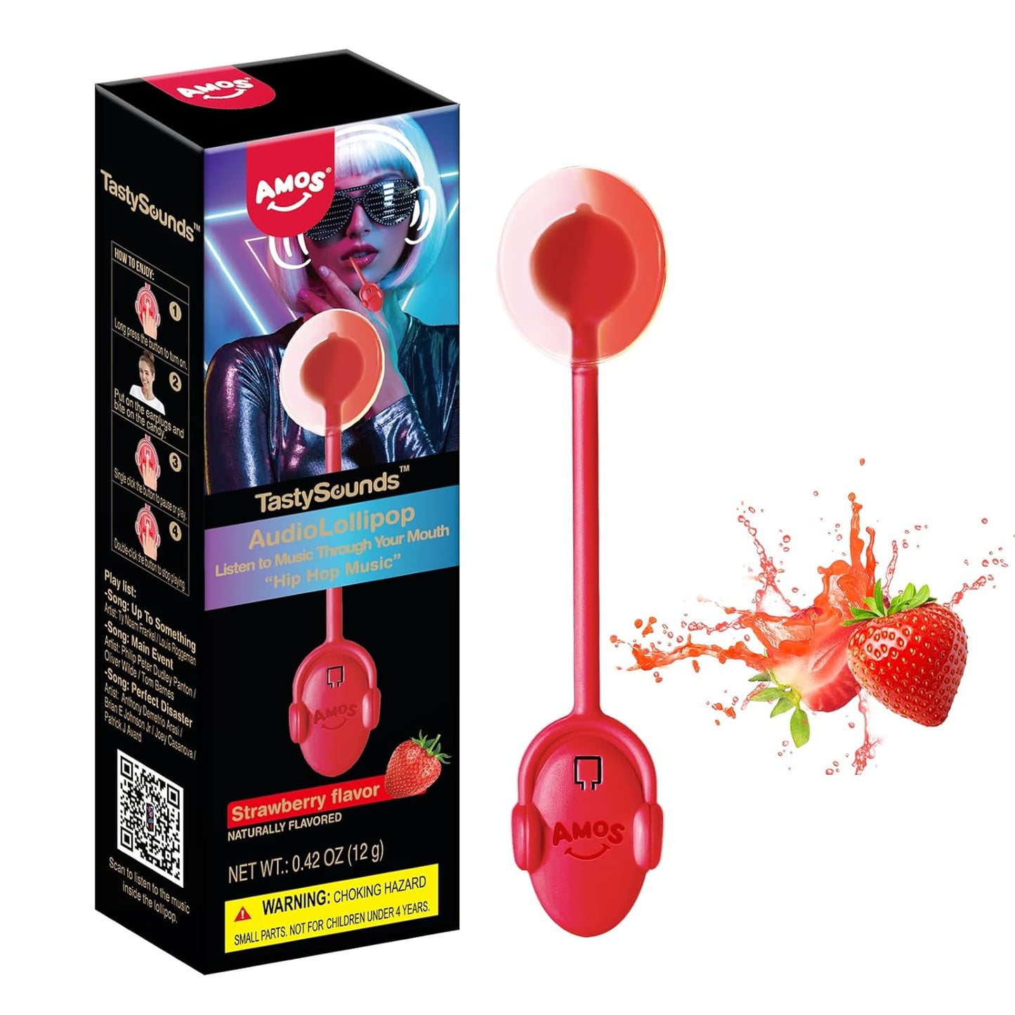 Amos Music Lollipop Candy – Unique Birthday Gift for Her with Built-In Singing Surprise, Individually Wrapped