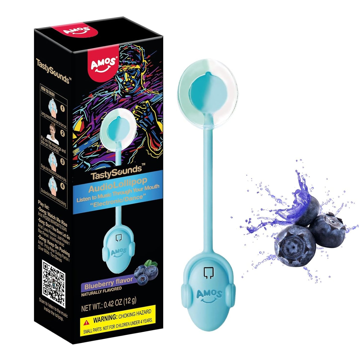 Amos Music Lollipop Candy – Unique Birthday Gift for Her with Built-In Singing Surprise, Individually Wrapped