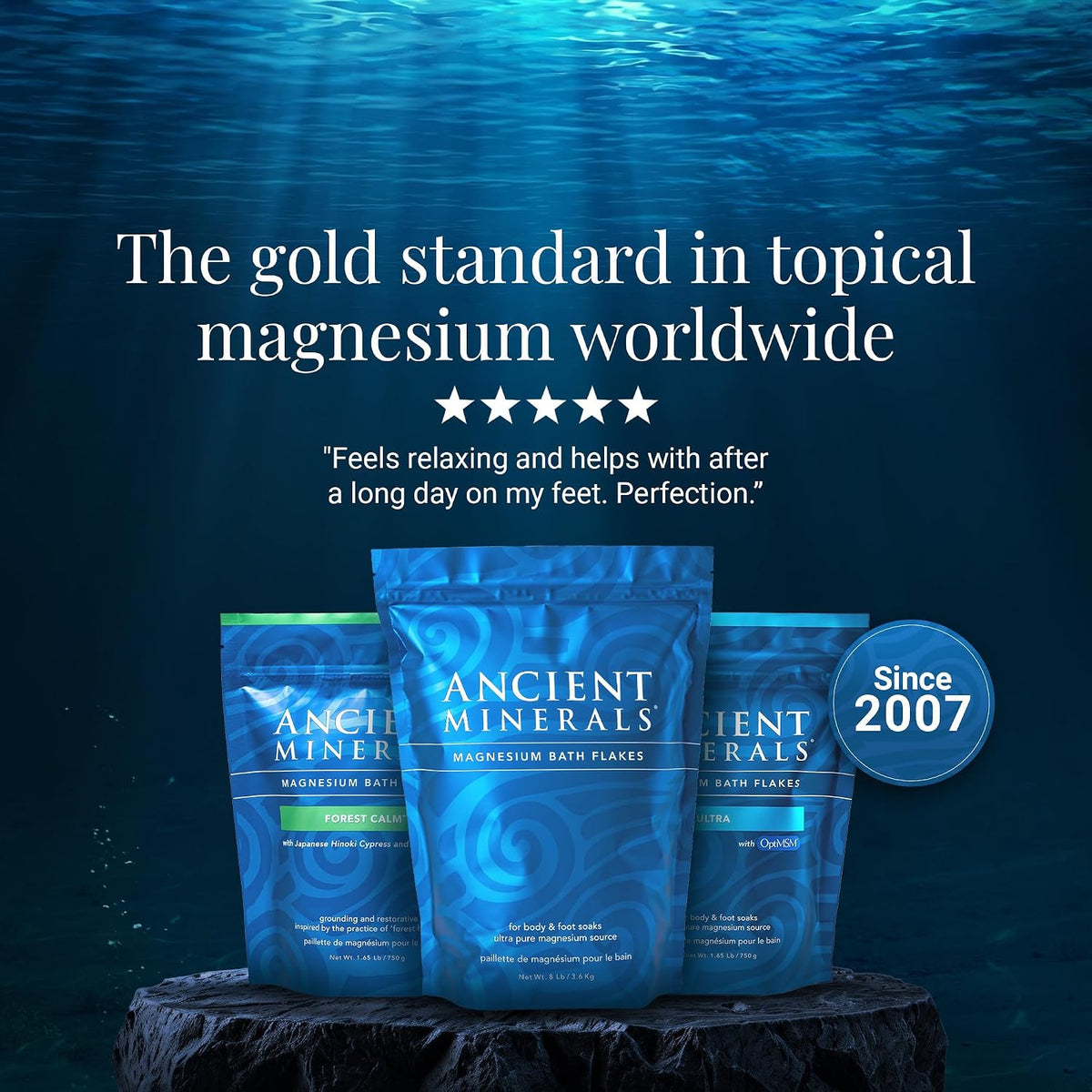 Ancient Minerals Magnesium Bath Flakes – Premium Zechstein Mineral Soak for an Elevated At-Home Spa Ritual, 8 lb Bag