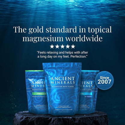 Ancient Minerals Magnesium Bath Flakes – Premium Zechstein Mineral Soak for an Elevated At-Home Spa Ritual, 8 lb Bag