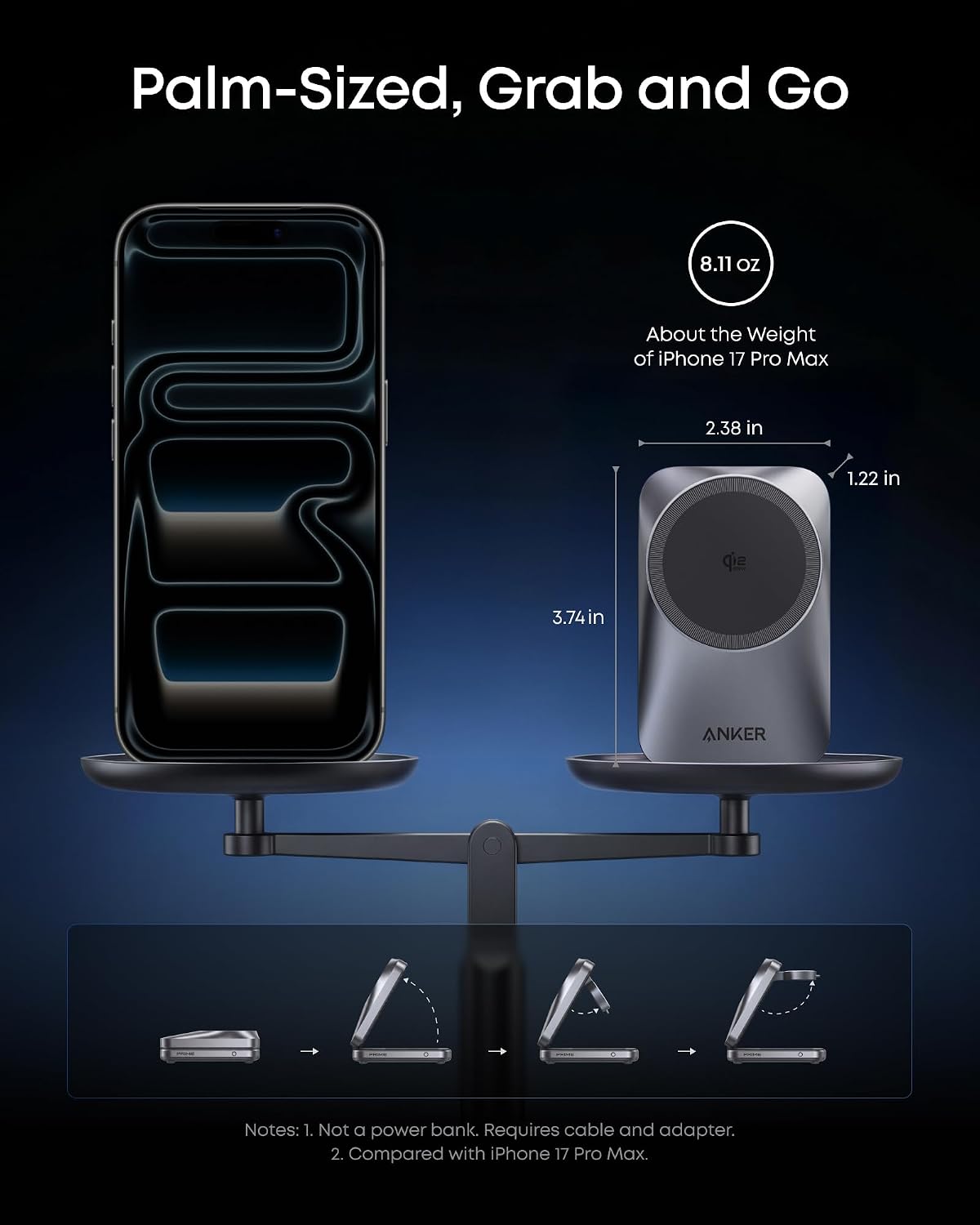 Anker Prime Palm-Sized 25W 3-in-1 Qi2.2 Charger – Quiet, Refined Charging Station for Apple Devices Designed Around Intentional Living and Clean Aesthetics