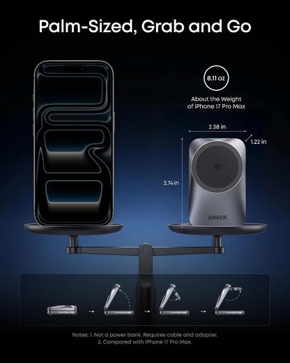 Anker Prime Palm-Sized 25W 3-in-1 Qi2.2 Charger – Quiet, Refined Charging Station for Apple Devices Designed Around Intentional Living and Clean Aesthetics