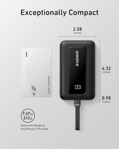 Anker Slim Power Bank 20,000mAh Compact USB-C Fast Charger for Clutter-Free Carry and Intentional Travel Kits