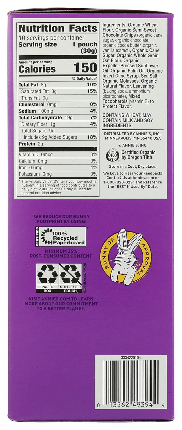 Annie's Organic Chocolate Chip Bites – Non-GMO Desk Snack for Health-Conscious Adults