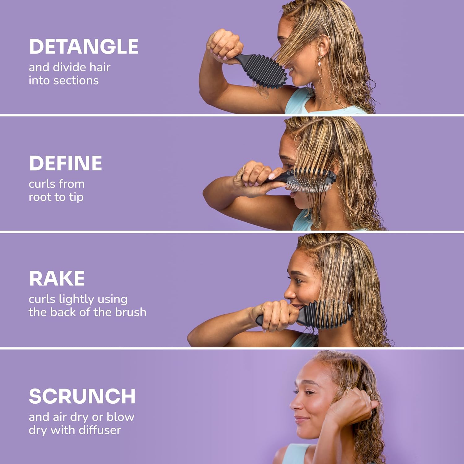 anti-frizz and anti-static design that enhances natural curl pattern without disruption