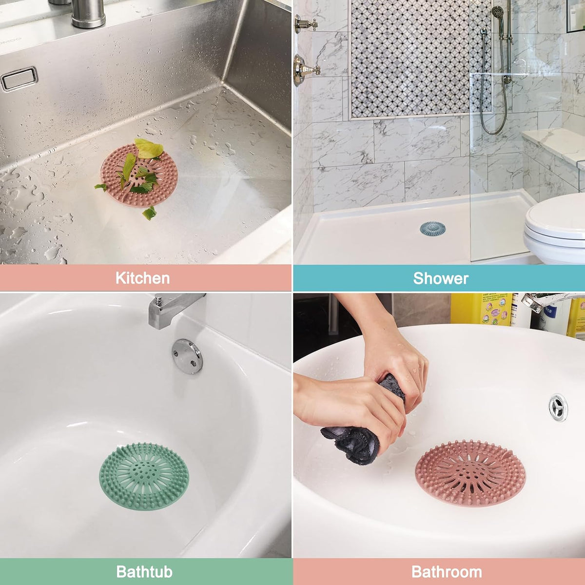 anti-slip textured surface that holds position in flat, domed, or open drains