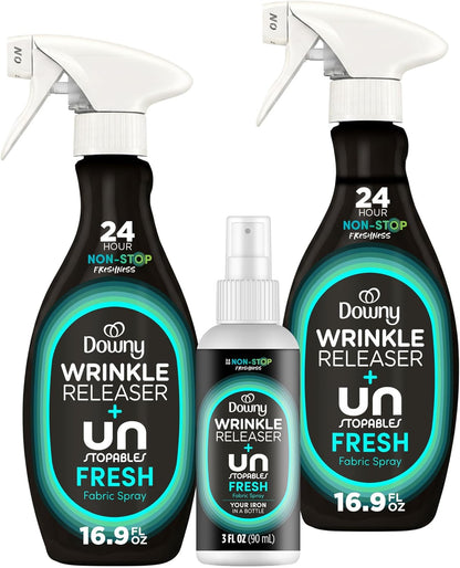 anti-wrinkle spray formula activated by a tug-and-smooth motion