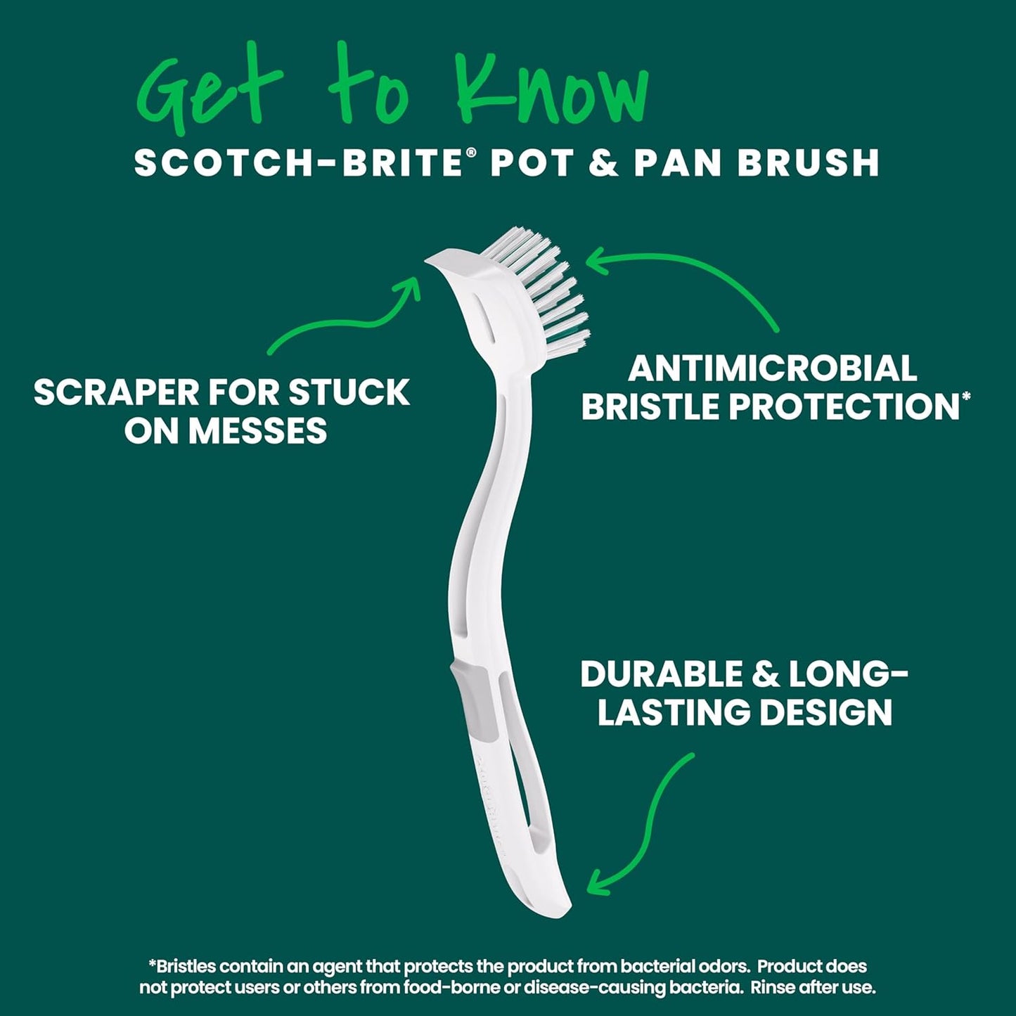 antimicrobial agent infused into bristles to inhibit odor-causing bacterial growth