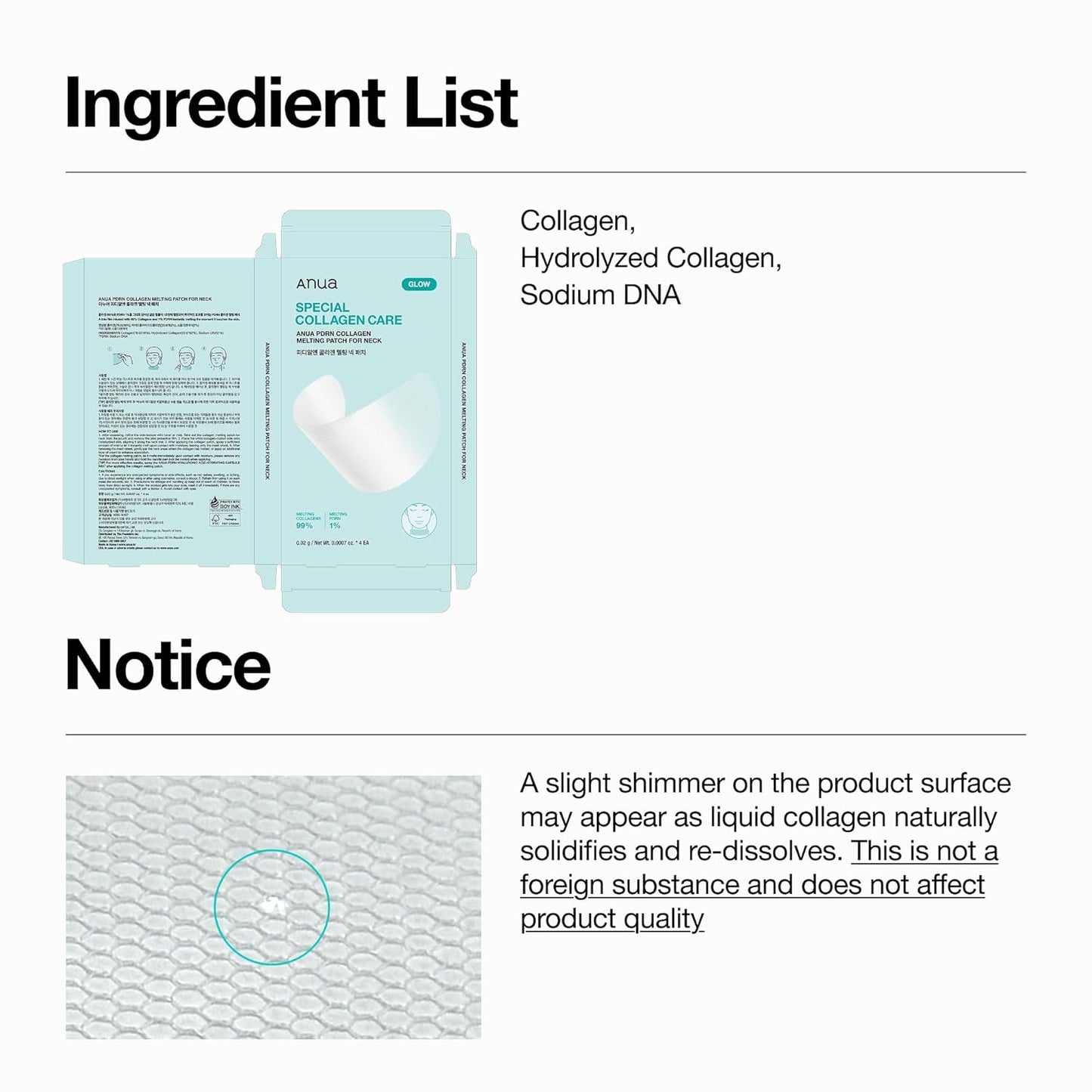Anua PDRN Collagen Melting Patch – Calming Nightly Skincare Ritual with Salmon DNA, Neck and Forehead Renewal