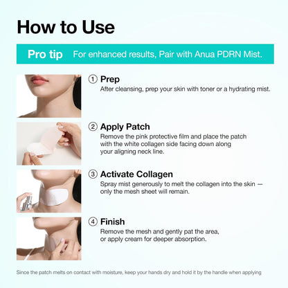 Anua PDRN Collagen Melting Patch – Calming Nightly Skincare Ritual with Salmon DNA, Neck and Forehead Renewal