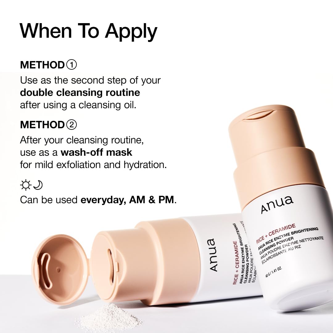 ANUA Rice Enzyme Brightening Cleansing Powder – One-Step Dual Function for Less-is-More Skincare Counters