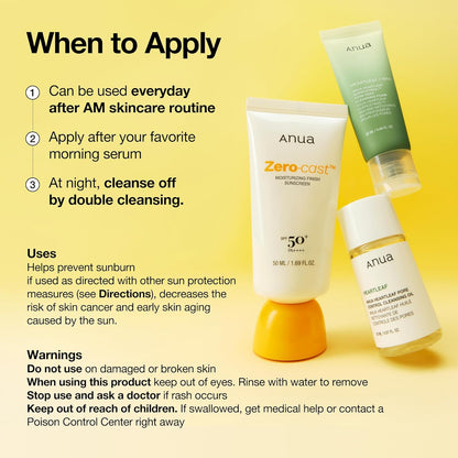 Anua Zero-Cast Moisturizing Sunscreen SPF 50 – Thoughtful Birthday Gift for Skincare Lovers
