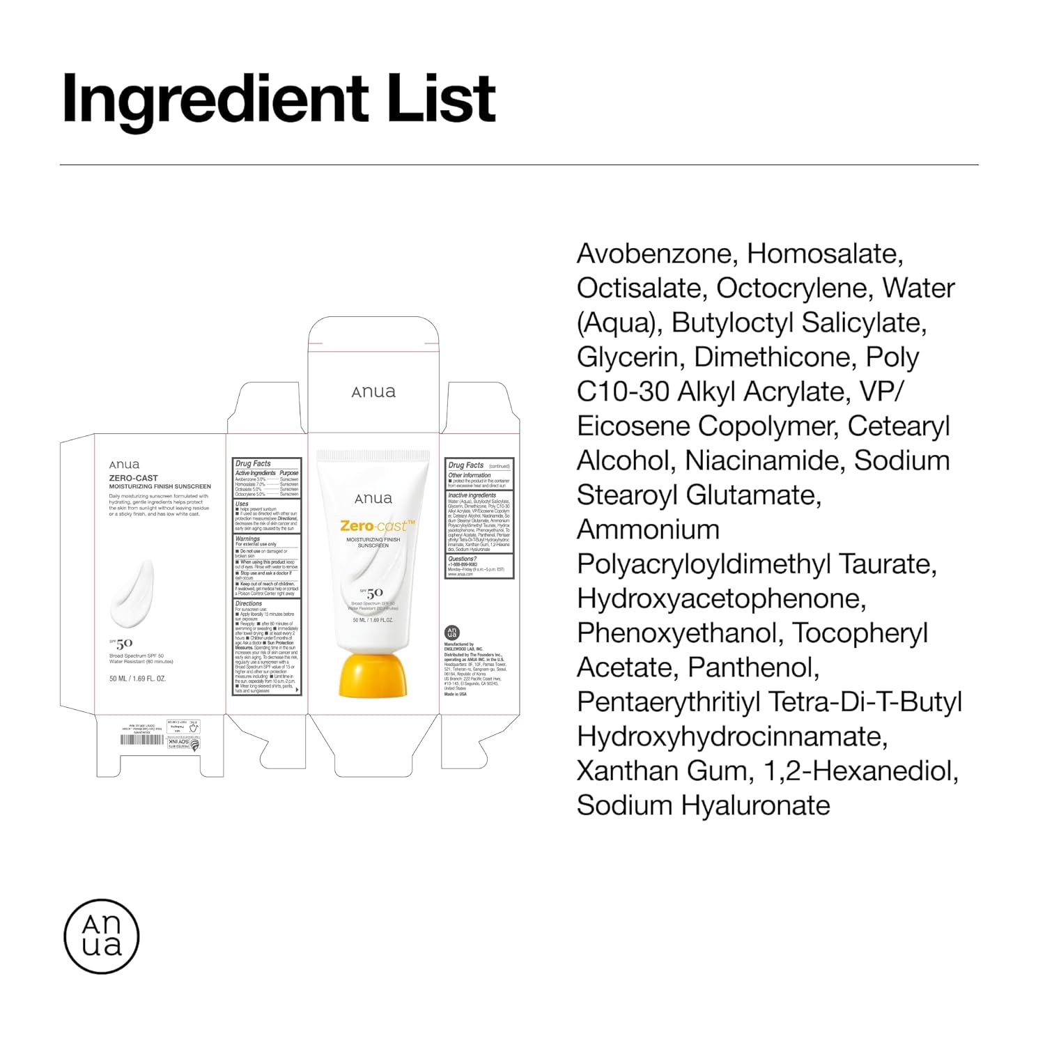 Anua Zero-Cast Moisturizing Sunscreen SPF 50 – Thoughtful Birthday Gift for Skincare Lovers