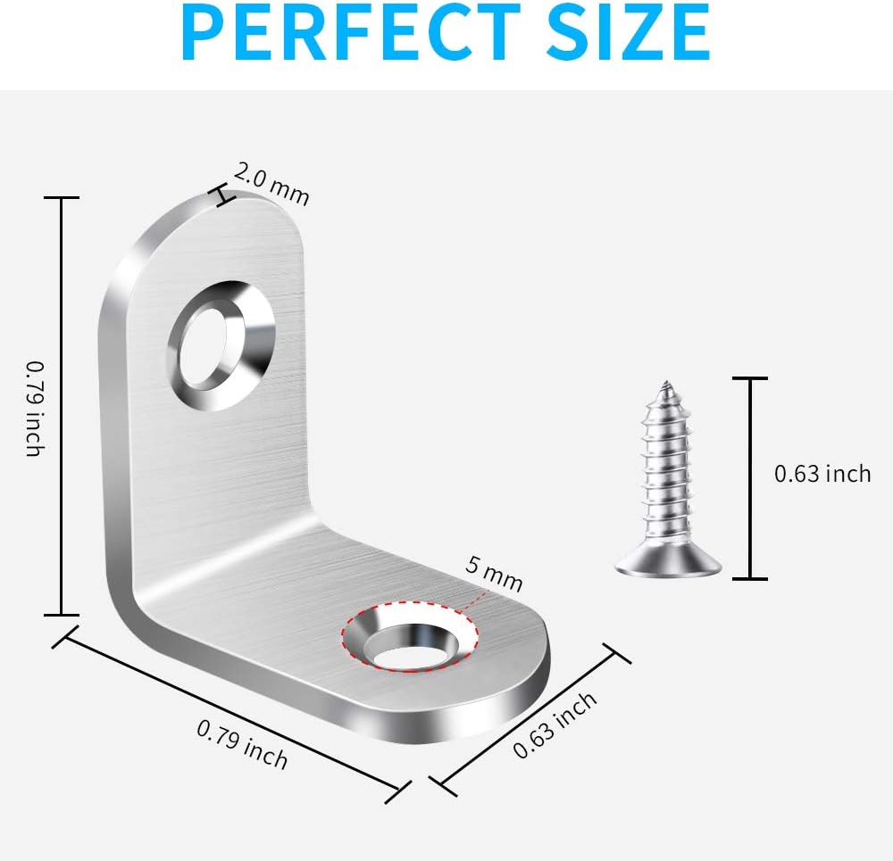 AODLANA Brushed Metal L Brackets – Clean-Lined Hardware for Neutral Interiors, Reinforce Bookcase and Shelf Joints