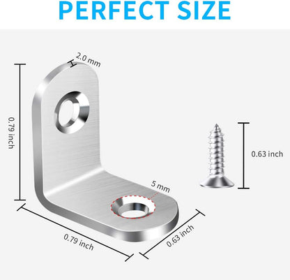 AODLANA Brushed Metal L Brackets – Clean-Lined Hardware for Neutral Interiors, Reinforce Bookcase and Shelf Joints