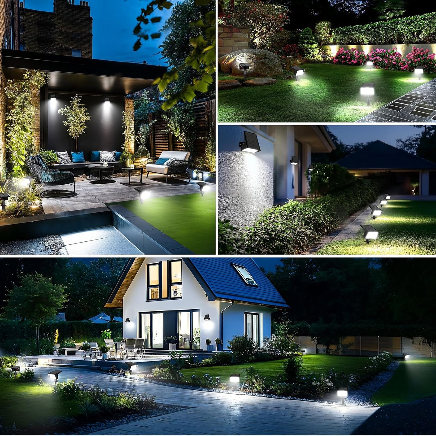 Aogek Solar Spot Lights 4 Pack — Single Push Button, Clean Line Design and Uncluttered Wire-Free Installation