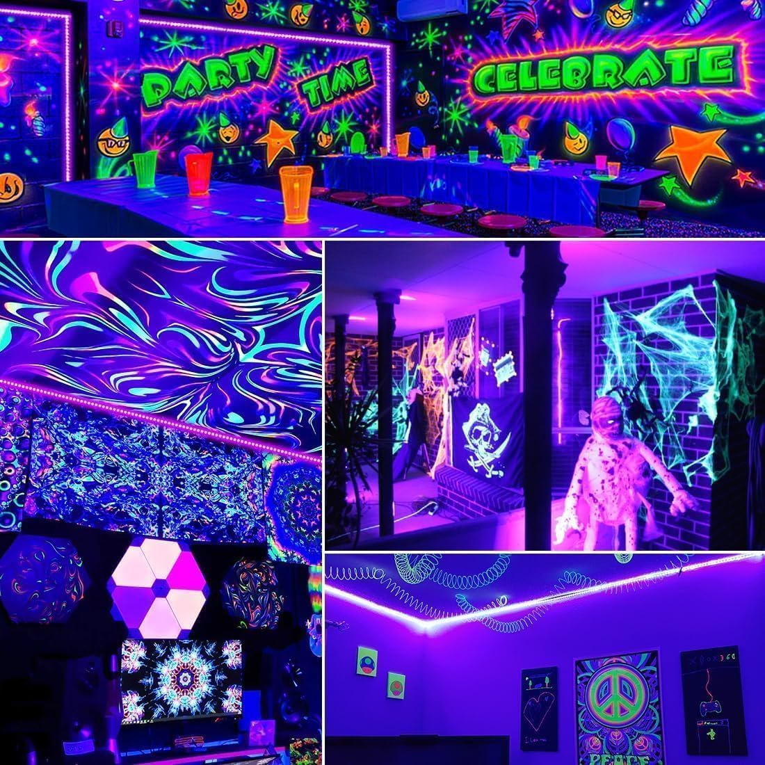 Aogiftr UV Blacklight Strip with Remote – Unique Birthday Gift for Her Glow Party Host, 12V Flexible Glow Strip