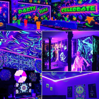 Aogiftr UV Blacklight Strip with Remote – Unique Birthday Gift for Her Glow Party Host, 12V Flexible Glow Strip